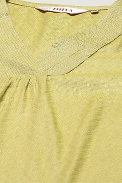 Lime Green LIVA Straight Kurta Pant Suit Set image number 1