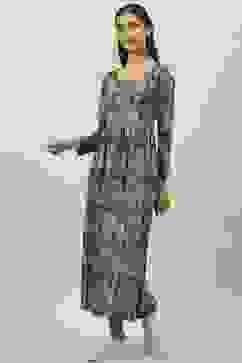 Charcoal Flared Printed Dress image number 2