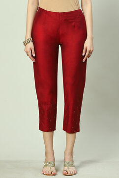 Maroon Poly Viscose Pants image number 0