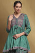 Fuchsia Viscose Floral Printed Peplum Suit Set image number 1