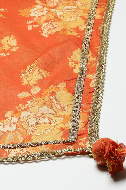 Orange Cotton Lehenga Set image number 2