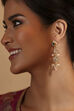 Green Gold Plated Brass Studded Drop Earrings image number 3