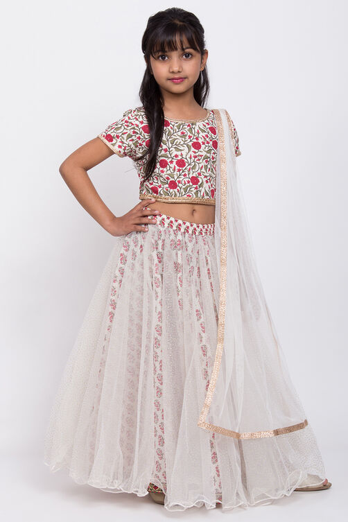 White Floral Lehenga Set image number 4