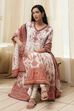 Ecru Cotton Printed Anarkali Suit Set image number 0