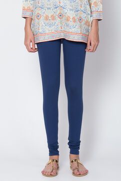 Navy Cotton Blend Solid Churidar image number 1