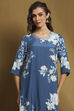 Coral Modal Floral Printed Asymmetric Kurta Set image number 7
