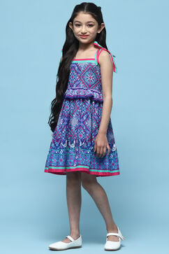 Blue Cotton Tired Dress image number 2