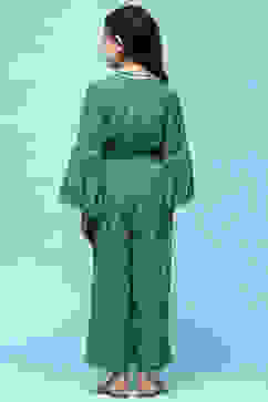 Green Rayon Straight Printed Jumpsuit image number 3