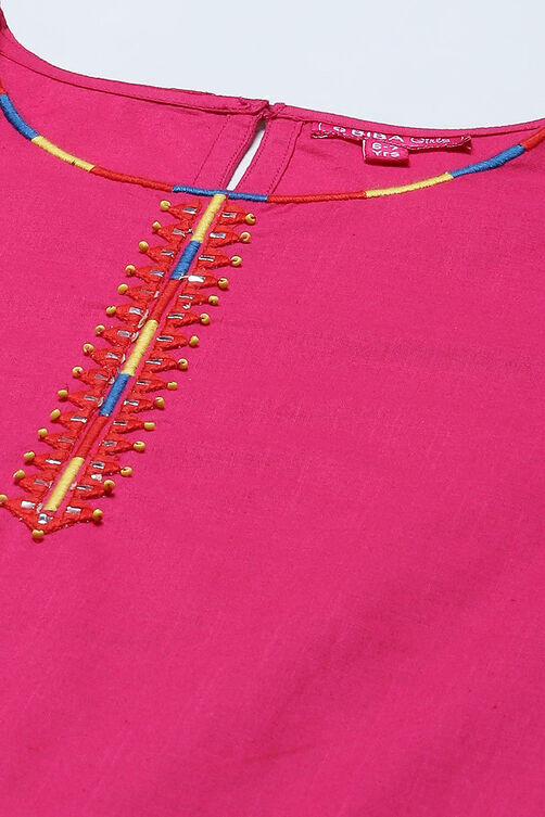 Pink Cotton Straight Solid Kurta Set image number 1