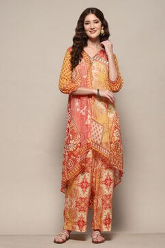 Yellow Polyester Blend Asymmetric Suit Set image number 6