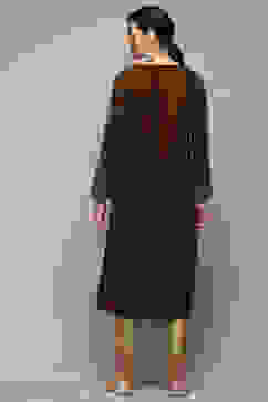 Brown Poly Velvet Straight Printed Kurta image number 3