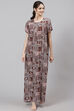 Brown Straight Viscose Printed Sleepwear image number 2