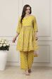 Yellow Cotton Kalidar Suit Set