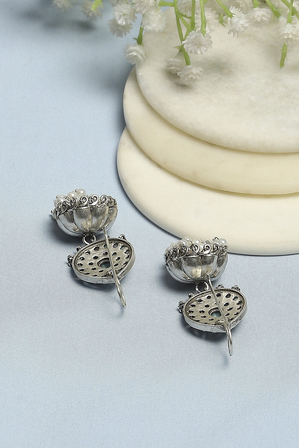 Mint Green Brass Jhumka image number 2