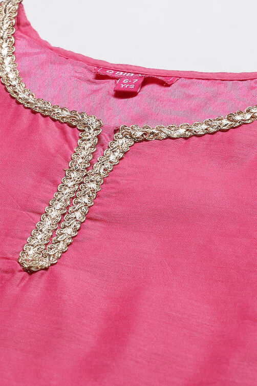 Red Art Silk Straight Top image number 1