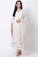 Off White Chanderi Cotton Flared Suit Set image number 0