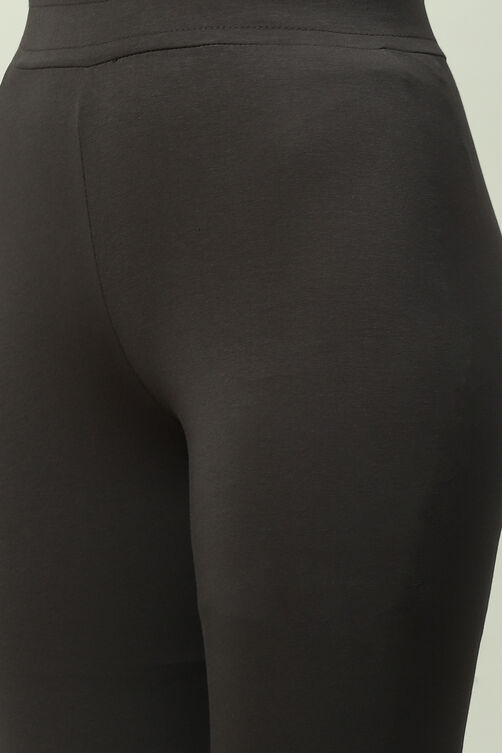 Black Cotton Blend Solid Leggings image number 1