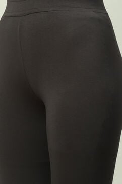 Charcoal Solid Knitted Leggings image number 1