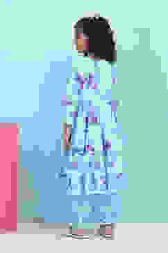 Blue Cotton Printed Tiered Suit Set image number 4