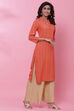 Orange Rayon Straight Kurta image number 3