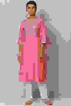 Fuchsia Straight Nylon Viscose Kurta image number 0