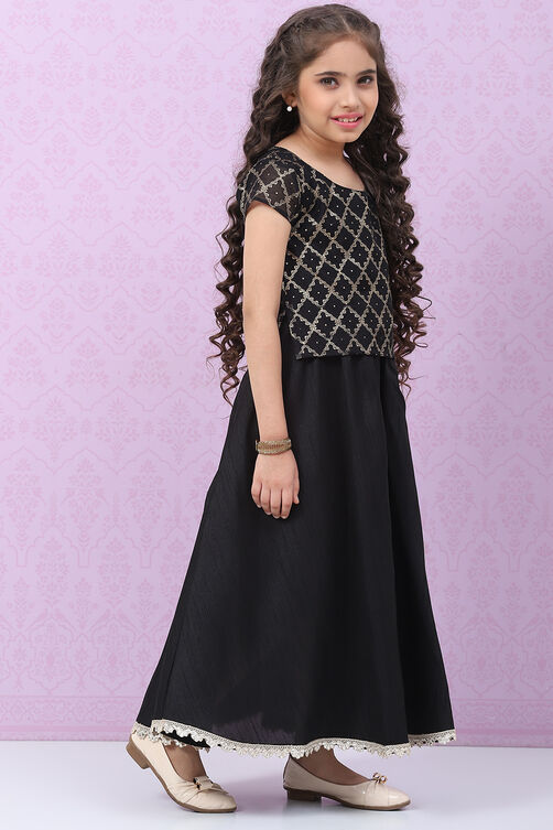 Black Art Silk Straight Lehenga Set image number 5