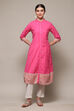 Pink Cotton Blend A-Line Printed Kurta image number 0