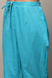 White Blue Cotton Unstitched Suit set image number 3