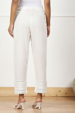 Off White Cotton Regular Pants image number 4