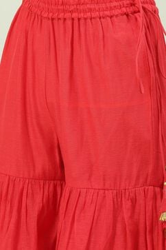 Red Art Silk Straight Kurta Garara Suit Set image number 2