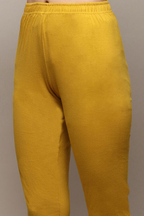 Lime Yellow Silk Layered Kurta Churidar Suit Set image number 2