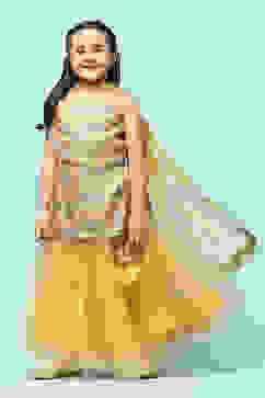 Yellow Poly Viscose Straight Printed Suit Set image number 7