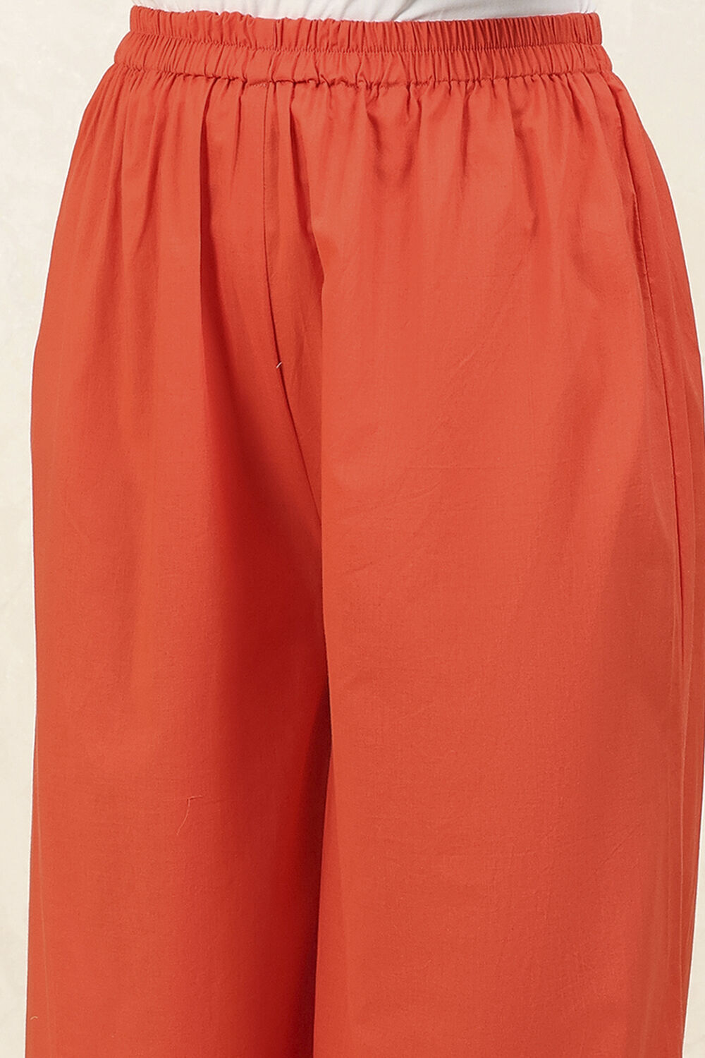 Red Cotton Hand Block Print Unstitched Suit Set image number 3