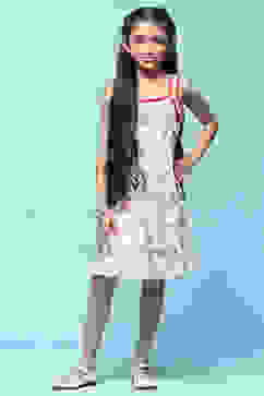 Ecru Red Printed Cambric Dress With Red Lace Detail On Neck image number 5