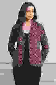 Black Viscose Straight Printed Jacket image number 0