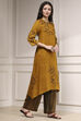 Mustard Yellow Viscose Rayon Straight Printed Kurta Pants Set image number 5