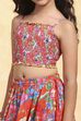 Light Pink Viscose Rayon Flared Printed Lehenga Set image number 1