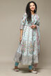 Sea Blue Cotton Blend Anarkali Kurta Churidar Suit Set image number 6