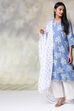 Blue Cotton Straight Kurta Palazzo Suit Set image number 10