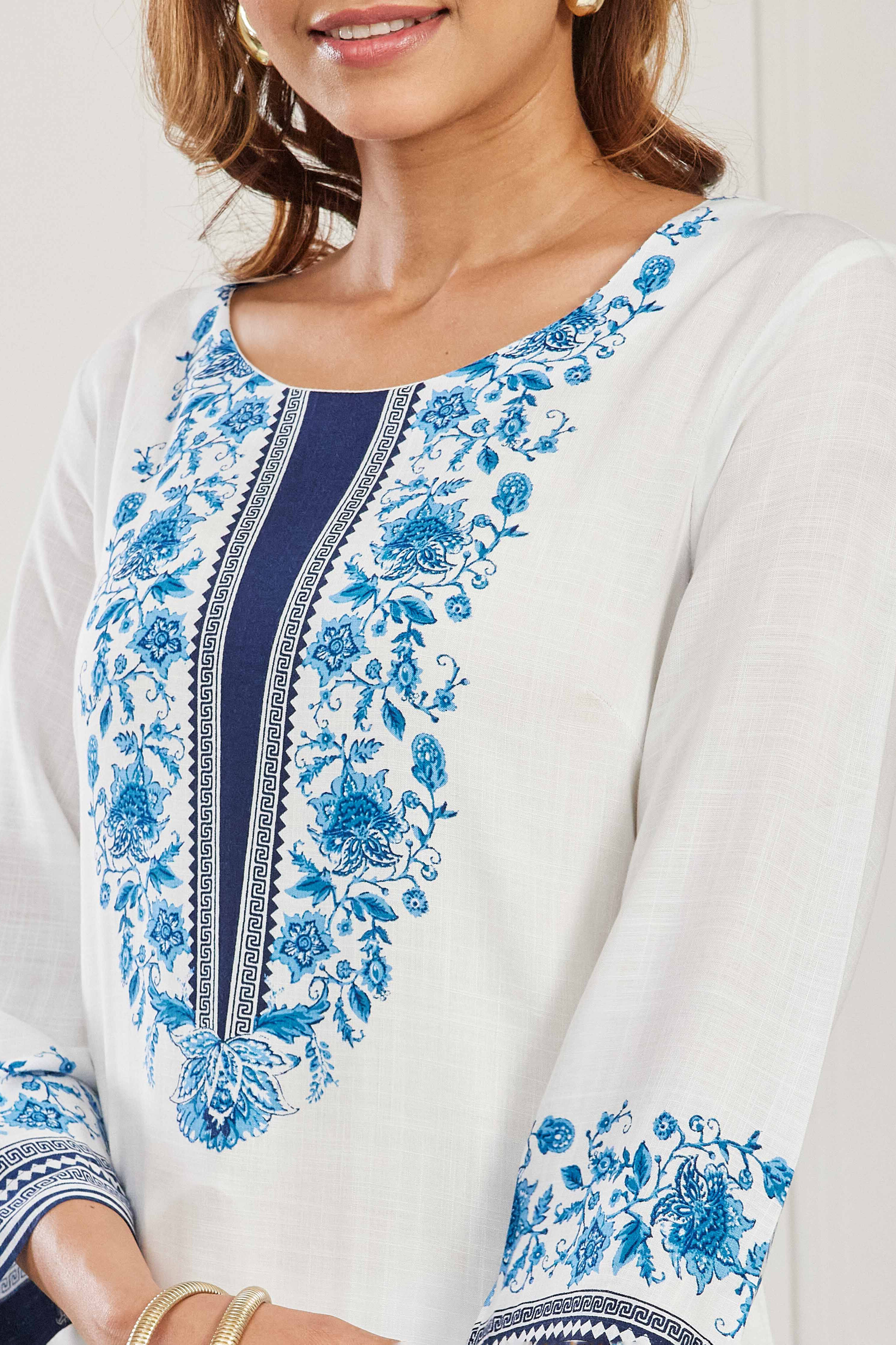 Blue Viscose Rayon Straight Kurta image number 3