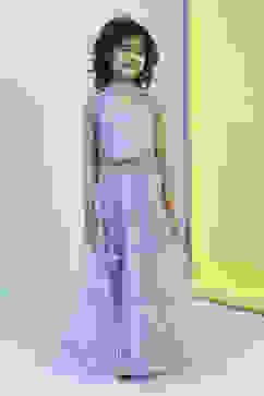 Lilac Embroidered Flared Lehenga Set image number 6