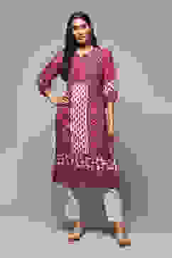 Red Viscose A-Line Printed Kurta image number 0
