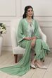 Green Yoke Embroidered Straight Suit Set