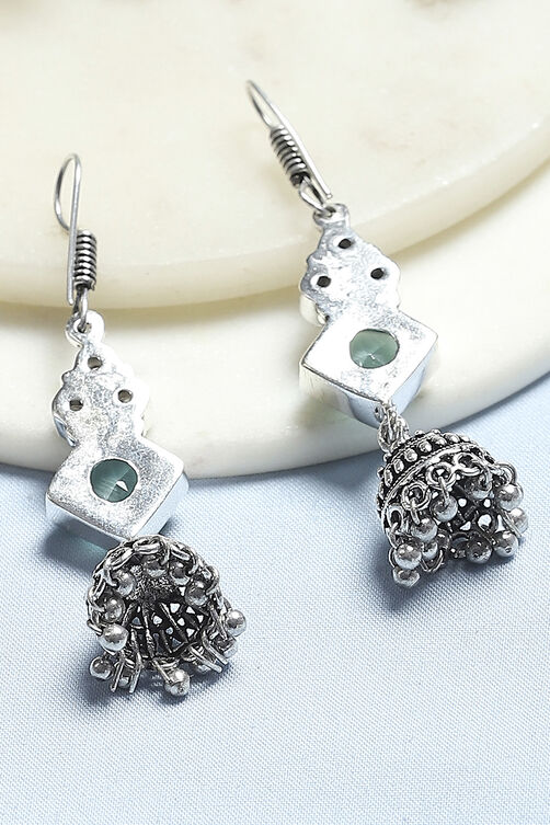 Mint Green Brass Jhumka image number 2