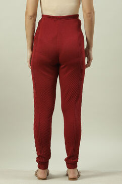 Maroon Acrylic Jeggings image number 4