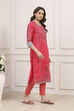 Dark Green A-Line Cotton Kurta image number 4