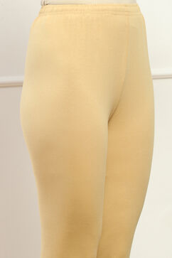 Beige Cotton Blend Solid Churidar image number 1