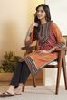 Rust Viscose Rayon Geometric Printed A-Line Kurta image number 0