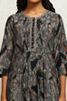 Black Modal Printed Gathered Suit Set image number 1
