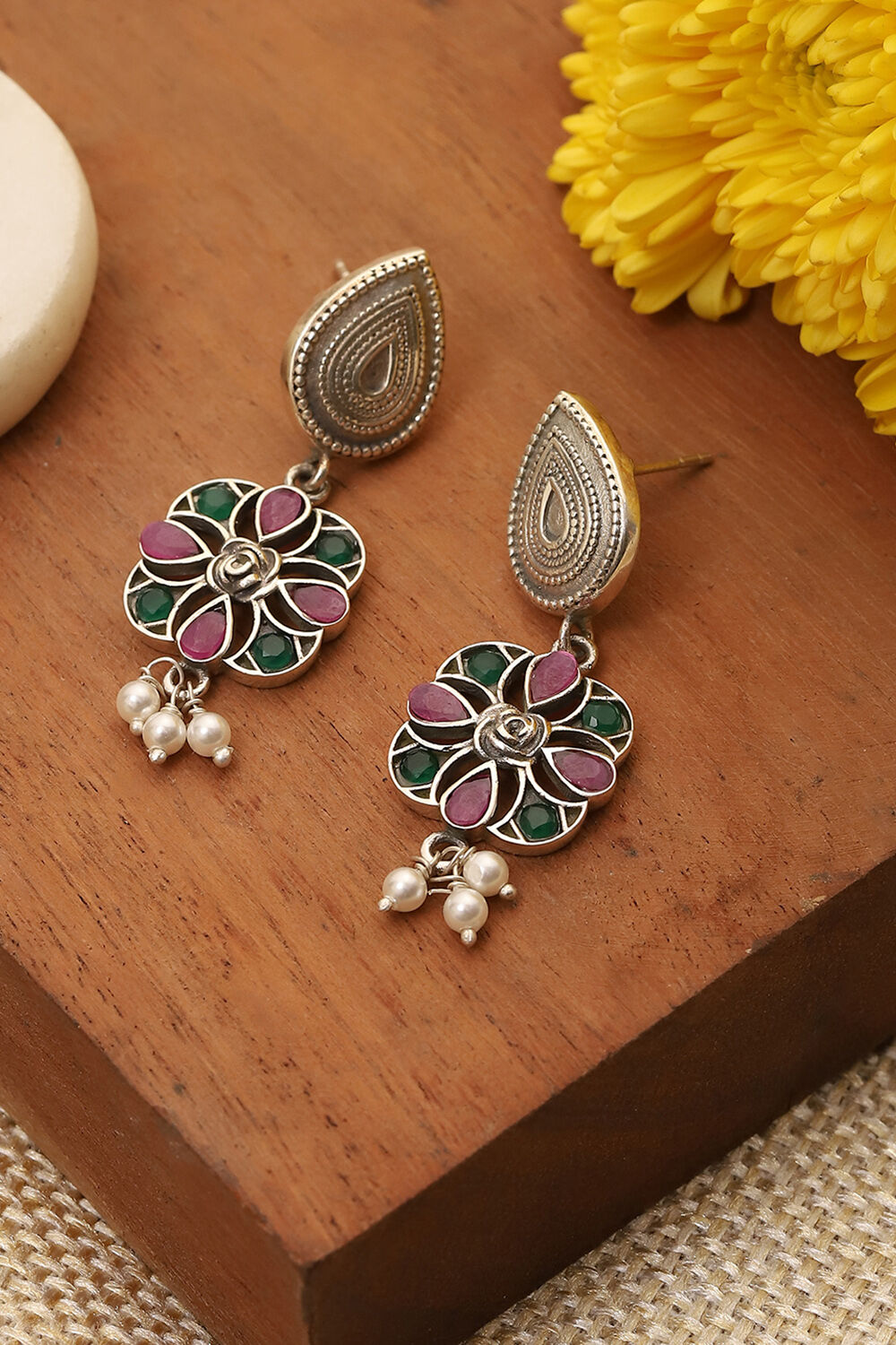 Pink 925 Sterling Silver Earrings image number 0